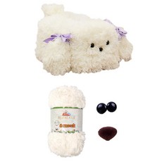 Yarna DIY套組 大狗狗面紙盒 喜馬拉雅Coocoocook 1球+ 螺絲型娃娃鼻子 棕色 18mm 1個 + 鈕扣型娃娃眼睛 15mm 1對 + 印刷圖案套組, 1套, 85602 象牙白(面紙盒)