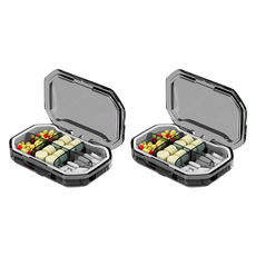 水晶便攜式藥盒 灰色, 2個