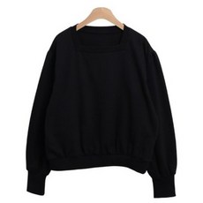 시크블랙 매이나 퍼프 스퀘어넥 무지 맨투맨 cpt16144k4c