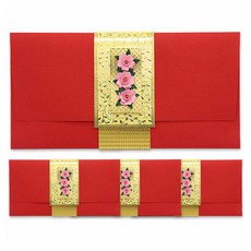 마음담아 다옴 전통봉투 4p + 속지 4p 세트, 빨강(봉투), 4개