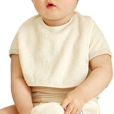 Malolotte 嬰兒莫代爾毛圈圍兜, 象牙白, 1個, 1入