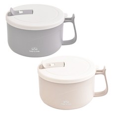 DIYOU 可用於微波爐的不鏽鋼微波鍋 1.2L x 2件組, 灰色, 象牙白, 1套