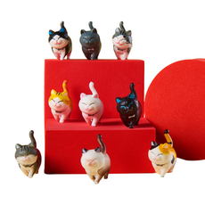 B2WIN Toy Bean 可愛漂亮壓鑄貓咪9件組, 1套, 混色