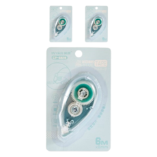 꼬까 圓點圖案雙面修正帶 8mm x 6m, 藍色, 3個