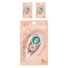 꼬까 도트 패턴 양면 수정 테이프 8mm x 6m, 핑크, 3개