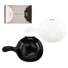 Dailylike 附把手餐盤 2件組, 1套, 黑色, 白色, 257g + 233g