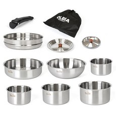 O'lbia IH電磁爐 Pot-tree 不鏽鋼可拆卸式 5~6人份鍋具組 11件, 銀色, 8種, 1套