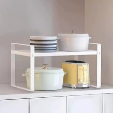 Younco 可調節長度廚房收納微波爐架, 白色, 1個