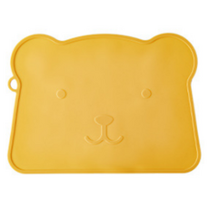 사라사 실리콘 미끄럼방지 테이블 매트 곰, 옐로우, 1개, 36.5 x 26.5 cm