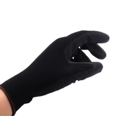 JIAHON 嘉鴻牌 合手型棉紗加碳纖維絲手套 PU塗掌手套 S(總長19.5cm 中指長7cm 掌寬8.5cm), 黑色, 10雙