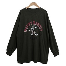 라라온 여성용 면 루즈핏 데일리 캐주얼 긴팔 티셔츠 TSP1811