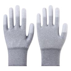 JIAHON 嘉鴻牌 合手型棉紗加碳纖維絲手套 PU塗指手套 L(總長21.5cm 中指長 8cm 掌寬9.5cm), 灰色, 10雙