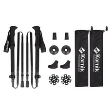 卡爾尼克 折疊登山杖 KL5075 2入 + 4種配件套組, 1套, 幻影黑