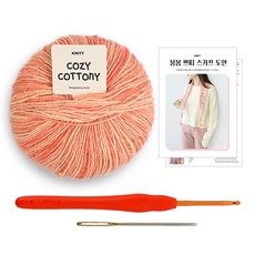 니뜨 봄봄 쁘띠 스카프 뜨개질 DIY 패키지 세트, 16 코랄, 1세트
