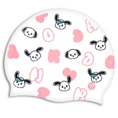 托內多 矽膠設計款泳帽 TSC2003, 白粉紅, 1個