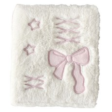 KOKA 6孔小卡毛絨活頁本 + 內頁組, 白色 粉紅蝴蝶結(活頁本)