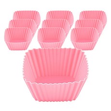 이홈베이킹 실리콘 반찬 베이킹컵 사각, 핑크, 10개