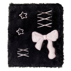 꼬까 6공 포카 털 바인더 + 속지 세트, 블랙 핑크리본(바인더)