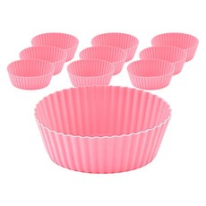 이홈베이킹 실리콘 반찬 베이킹컵 타원형, 핑크, 10개