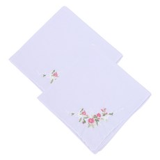 마더브띠 여성용 예쁜 꽃 자수 손수건 2p