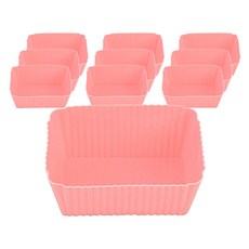 이홈베이킹 실리콘 반찬 베이킹컵 직사각, 핑크, 10개