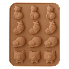 Kota 貓咪12格矽膠模具 MP228, 單一顏色, 1個