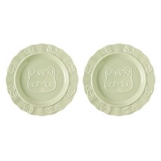 Modern-G 喵喵盤 A 22 x 2.5cm YJ751, 綠色, 2個, 盤子 2件組