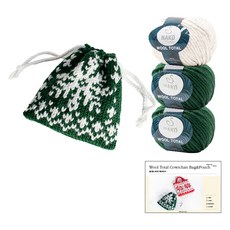 Yana Wool Total Cowichan 手拿包 Wool Total 綠色 2p + 白色 + 印刷圖案套組, 1套, 綠色, 白色