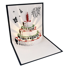 更簡潔生日祝賀旋律彈出立體卡片, 藍色, 1個