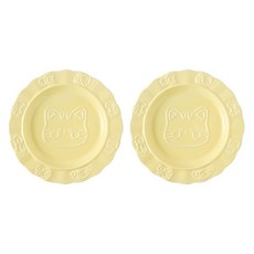 Modernji 貓咪盤 A 22 x 2.5cm YJ751, 黃色, 2個, 盤子 2p