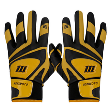 모리모토 라이트 에어 배팅 양가죽 야구장갑 양손착용, 블랙 + 옐로우, 1세트