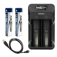안스만 18650 리튬이온 3500mAh 충전지 2p + 2구 충전기 세트, 1세트