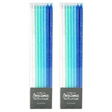 your Candle 高級長款亮片生日蠟燭, 漸層藍色, 2個