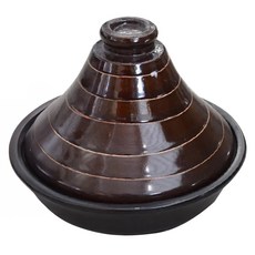 美濃燒 萬古燒 焦茶塔吉鍋 日本制 含蓋高21cm 陶, 24.5cm, 1個