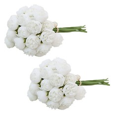 人造冰島玫瑰花束, 白色, 2個
