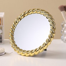 Mondspot 圓形 方形 麻花 簡約 立式 桌上鏡 YY57706, 金色圓形