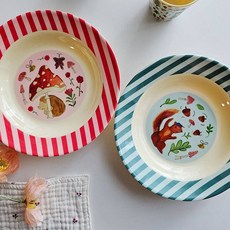 rice 幼兒兒童碗餐具2件組, 1套, 松鼠 + 紅色蘑菇