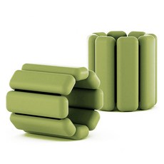 Luaz 手腕腳踝矽膠沙袋負重帶 2入, 1kg, 橄欖綠