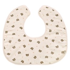 babysopoong 媽媽哺乳用印花口水巾 S, 雙層紗布愛心熊, 1個, 1入