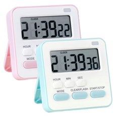 RaOn Home Mart LED 閃光靜音磁吸廚房計時器 藍色 + 粉色套組, 1套, 藍色, 粉色