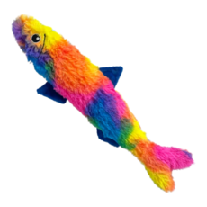 Golden Cat 黃金貓 貓草玩具嗨玩系列 彩虹魚, 尺寸加大加長, 柔軟親膚小兔絨材質, 1個, 彩色魚