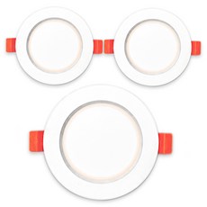 LED 90mm 崁燈 S 8W 燈泡色, 白色, 3個