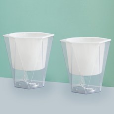 Pola透明自動給水花盆 菱形, 2個, 白色+透明