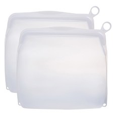 Homekeeping 生活白書 零廢棄矽膠夾鏈袋 1500ml, 白色, 2個