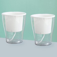 Polar 透明自動給水甕形花盆, 2個, 白色 + 透明