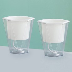 Polar透明自動給水花盆 菱形, 2個, 白色+透明