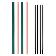 hibee Stanley 相容 Big 矽膠吸管 綠色 + 粉紅色 + 清潔刷 隨機出貨 2入組, 2套