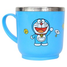 aizoum 兒童用哆啦A夢防滑不鏽鋼杯, 藍色, 1個, 250ml