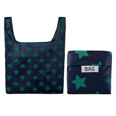 뷰레이터닷컴 아론 포켓 에코 접이식 시장가방 10 x10 cm, 네이비 + 그린스타, 2개