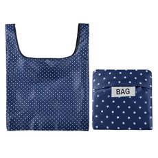 뷰레이터닷컴 아론 포켓 에코 접이식 시장가방 10 x10 cm, 네이비 + 화이트도트, 2개